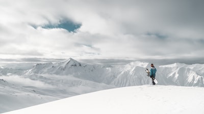 人站在白雪的悬崖
